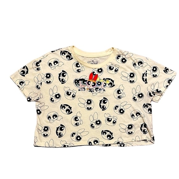 Power Puff Girls women’s yellow embroidered Crewneck crop top - Picture 1 of 6